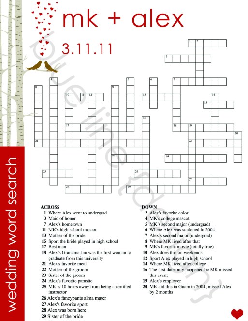 Wedding Word Search February 24 2011 by blue line design group